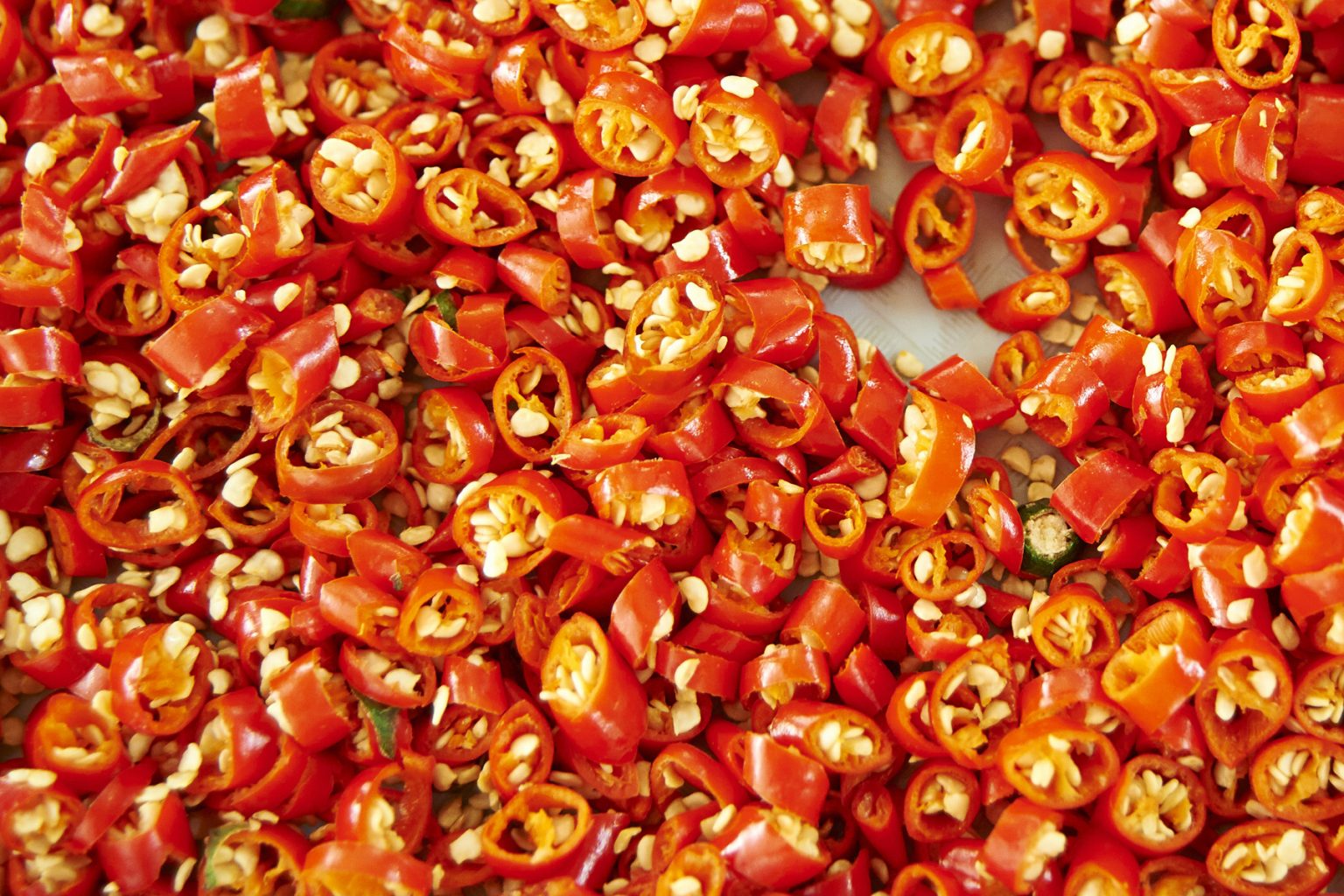 Sliced hot red chili